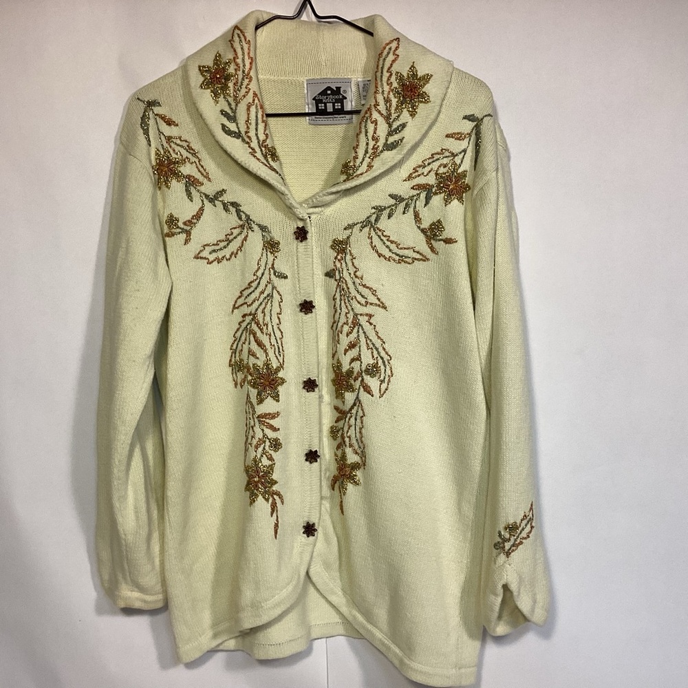 Storybook Knits embroidered cardigan sweater Womens size medium